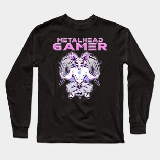 Metalhead Gamer Baphomet Meditate Pink Long Sleeve T-Shirt